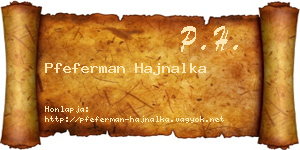 Pfeferman Hajnalka névjegykártya